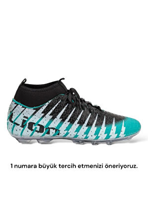 Çoraplı Bilekli Boğazlı Krampon Futbol Ayakkabısı SU YEŞİLİ - SİYAH