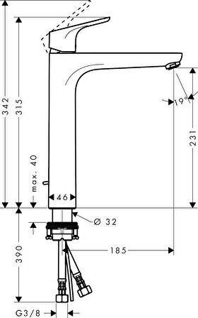 Hansgrohe HG Focus Tek Kollu Lavabo Bataryası 230 - 31531000