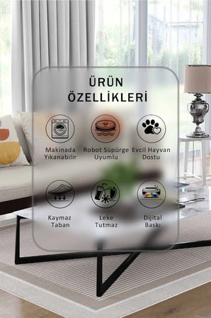 Yıkanabilir Kaymaz Taban Dijital Baskılı Halı ve Yolluk – Leke Tutmaz Salon & Mutfak Halısı