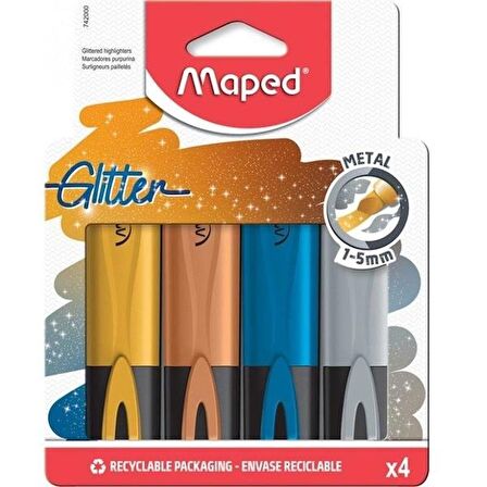 Maped Fosforlu Kalem Glıtter Metal 4 Lü