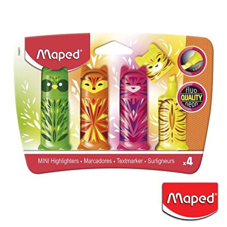 Maped Mini Cute Fosforlu Kalem 4'lü Blister