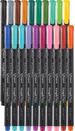 Maped Graph Peps Keçe Uçlu 0.4 mm Fineliner Kalem 20 Renk
