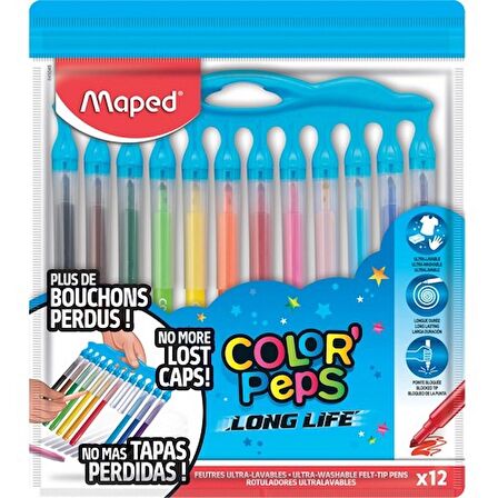 MAPED COLOR PEPS LONG LİFE KEÇELİ KALEM 12 Lİ