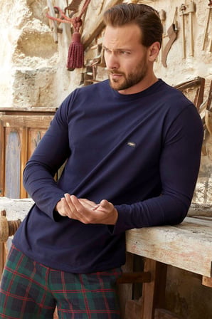 Aydoğan Erkek Kışlık Pijama Takımı Pamuklu Uzun Kol Jakarlı Koyu Mor Berk J-3381