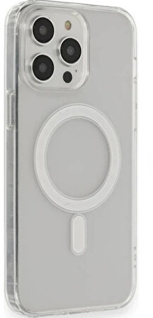 Phone 14  Pro  MagSafe ile Uyumlu ŞEFFAF, Manyetik Kılıf+KIRILMAZ CAM 2Sİ1 ARADA 