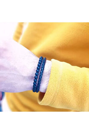 Oniks Doğaltaş Örgü Erkek Deri Bileklik