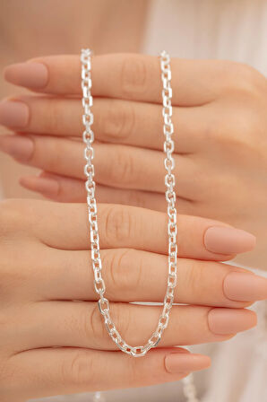 Kadın Gümüş Kolye - 4mm Forse Model 925 Ayar kadın Gümüş Kolye Zincir