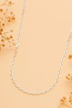 Kadın Gümüş Kolye - 4mm Forse Model 925 Ayar kadın Gümüş Kolye Zincir