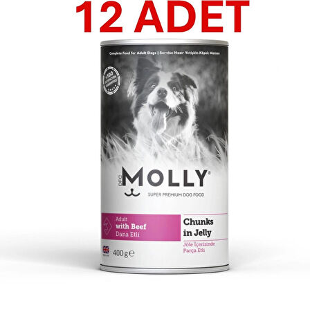 Molly Jöle İçinde Parça Dana Etli Yetişkin Köpek Konservesi 12*400gr