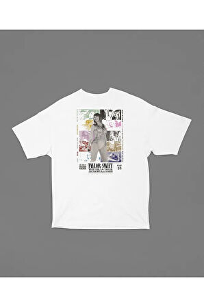 The Eras Tour Taylor Swift Konser Baskılı Unisex Tişört, Oversize Şarkıcı Tişört