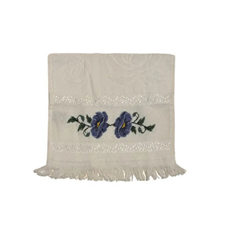 Uretti - Gül 4612 El İşlemesi Havlu Seti - Beyaz