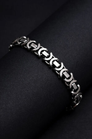 Erkek Gümüş Bileklik - 925 Ayar Gümüş Erkek Bileklik Künye Oksitli Euro Kral Model