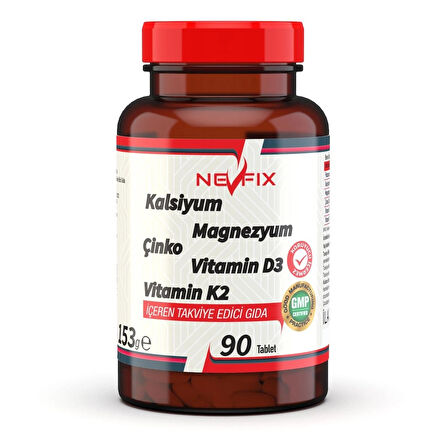  Kalsiyum Magnezyum Potasyum Çinko Vitamin D3 Vitamin K2 90 Tablet