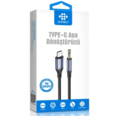 Type-C to AUX Dönüştürücü Kablo – USB-C Kulaklık Çevirici ARB-514