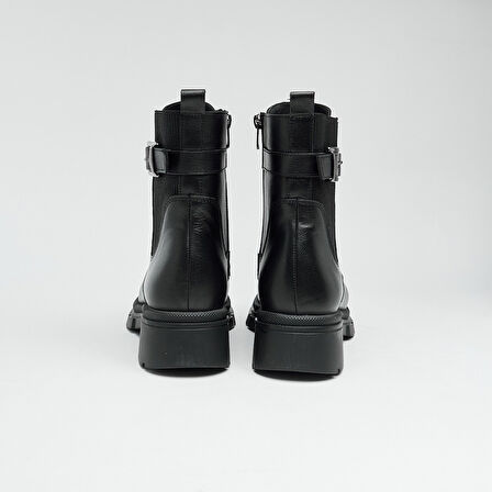 Hakiki Deri Fermuarlı Kadın Bot 