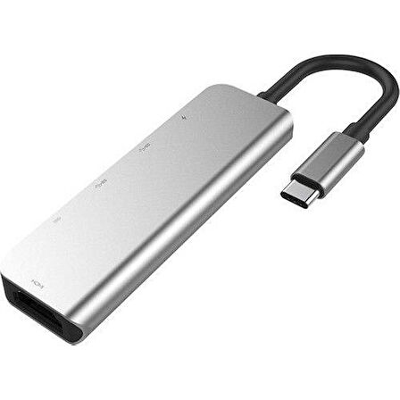 Coofbe 60W 5İN1 Hub Type-C Dönüştürücü Type-C Çoğaltıcı 4K  HDMI 2xUSB+2x PD Girişli Adaptör Çoklayıcı