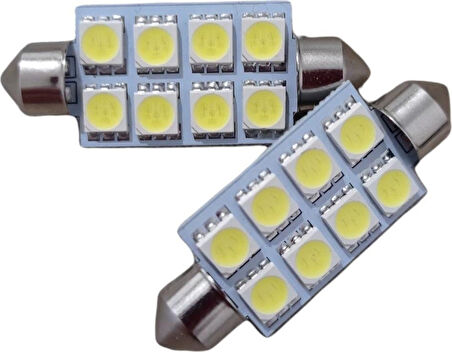 Balp Sofit Led Aydınlatma Tavan Plaka Oto Iç Aydınlatma Süper Güçlü Beyaz Işık 39mm 2'li