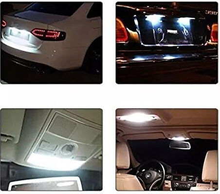 Balp Sofit Led Aydınlatma Tavan Plaka Oto Iç Aydınlatma Süper Güçlü Beyaz Işık 39mm 2'li