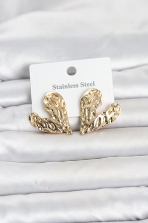 316L Çelik Gold Renk Kalp Model Kadın Küpe 5886