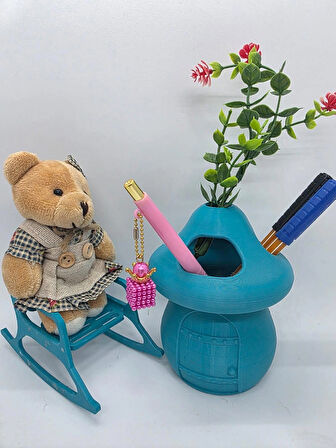 CEVİZDİZAYN KALEMLİK SET  BAYBBEAR MİNİ SALLANAN SANDALYE AYICIK & 3 GÖZLÜ KALEMLİK SETİ 🧸✏️