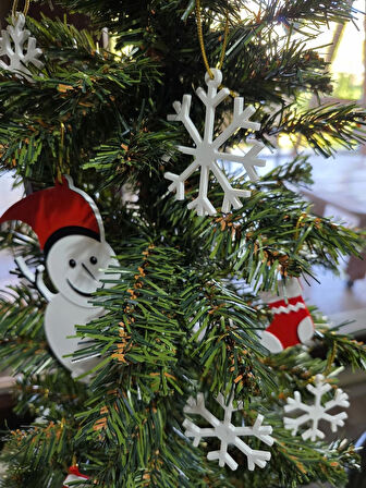 Çam Ağacı Süsleri – Yılbaşı süsleri –– Yeni yıl – Kardan adam - Çorap - Kar tanesi objeler -  20 Adet OBJE