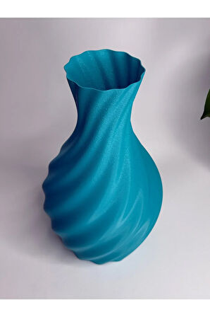 VAZO PLA SWEET VAZO TAŞ TABANLI KIVRIMLI DESENLİ DEKORATİF VAZO-no4-Yükseklik 19cm