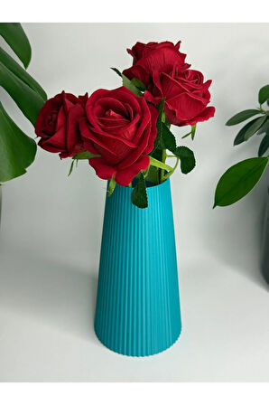 Cevizdizayn Linea Vazo Serisi –taş Tabanlı Pla Vazo- Taban 10cm Yükseklik 19cm