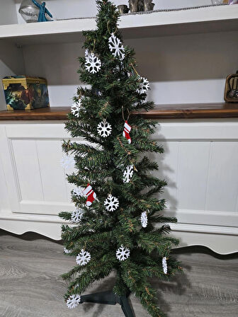 Çam Ağacı Süsleri – Yılbaşı süsleri –– Yeni yıl – Çorap - Kar tanesi objeler -  17 Adet OBJE