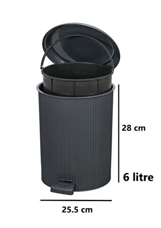 Omnipazar ELF-N522 Nostalji 4'lü Çöp Kovalı Wc Fırçalı Banyo Seti Antrasit (116)