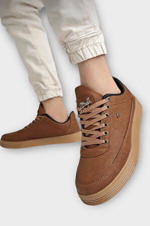 Erkek Günlük Yumuşak İç Astarlı Şık Sneaker Spor Ayakkabı TABA