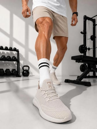 Pasomia ünisex triko esnek sneaker bej spor ayakkabı