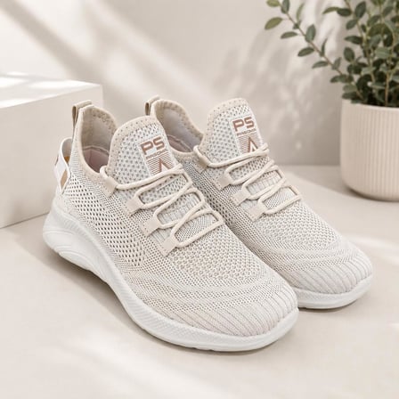Pasomia ünisex triko esnek sneaker bej spor ayakkabı