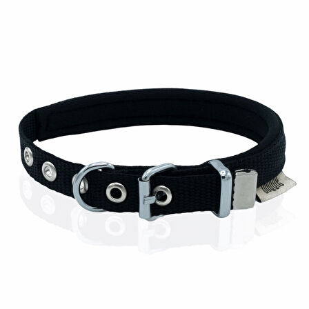 PETLOVEBUTİK Konforlu Dokumadan El Yapımı Köpek Boyun Tasması 1,5x20-25cm - Black