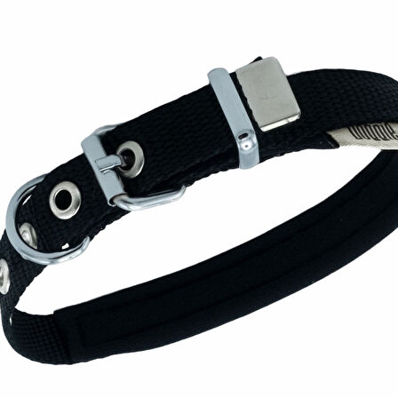 PETLOVEBUTİK Konforlu Dokumadan El Yapımı Köpek Boyun Tasması 1,5x20-25cm - Black