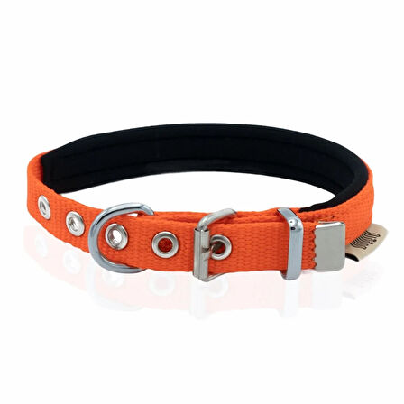 PETLOVEBUTİK Konforlu Dokumadan El Yapımı Köpek Boyun Tasması 1,5x20-25cm - Orange