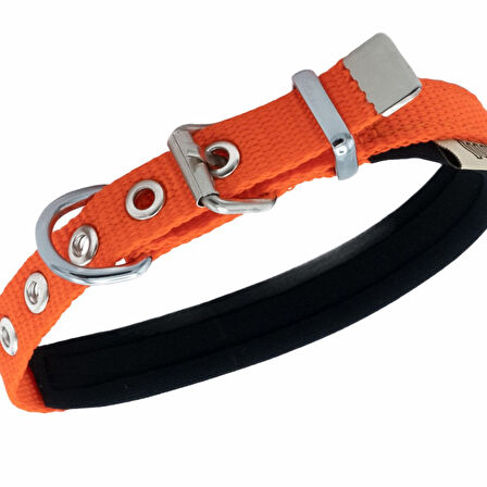 PETLOVEBUTİK Konforlu Dokumadan El Yapımı Köpek Boyun Tasması 1,5x20-25cm - Orange