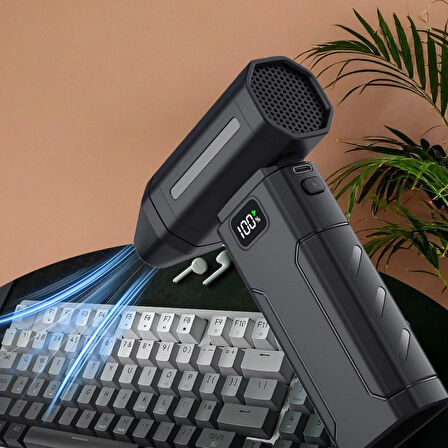 BUFFER® USB Şarjlı Güçlü Hava Üflemeli Toz Temizleyici Araç İçi, Klavye, PC ve Elektronik Cihaz Temizlik Cihazı X8 Jetfan