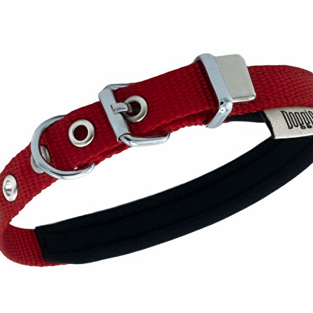 PETLOVEBUTİK Konforlu Dokumadan El Yapımı Köpek Boyun Tasması 1,5x20-25cm - Red