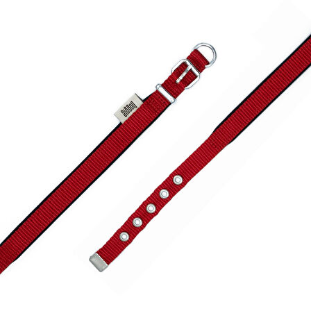PETLOVEBUTİK Konforlu Dokumadan El Yapımı Köpek Boyun Tasması 1,5x20-25cm - Red