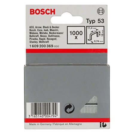 Bosch Zımba Teli Tip53 18mm 1000 Adet 1609200369