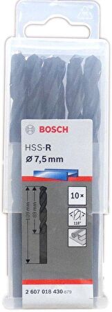 Bosch HSS-R Metal Matkap Uç 7.5x69x109mm 10 Parça