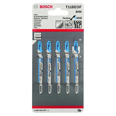 Bosch Dekupaj Bıçağı FlexforMetal T118EOF 5'li - 2608634237