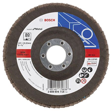 Bosch - 125 mm 80 Kum Expert Serisi Metal Flap Disk