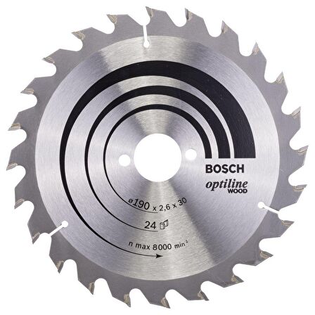 Bosch Optiline Ahşap 190x30 mm 24 Diş Daire Testere Bıçağı 2608640615