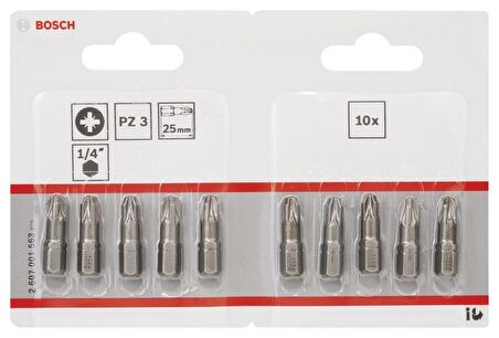 Bosch - Extra Hard Serisi Vidalama Ucu PZ 3*25 mm 10'lu