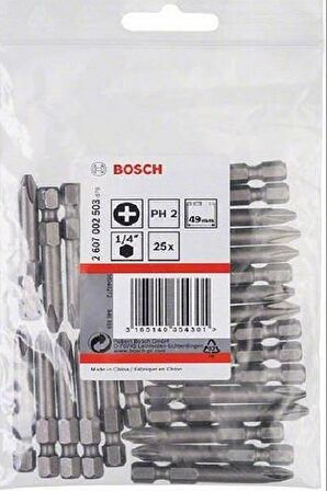 Bosch Bits Uç PH2x49 mm 25'li Vidalama Ucu 