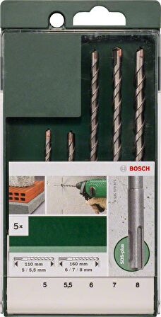 Bosch - SDS Plus Kırıcı Delici Matkap Ucu Seti 5 Parça (5,5,5 x 1