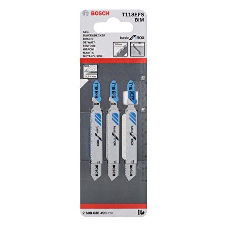 BOSCH Inox (Paslanmaz Çelik) T 118 Efs Dekupaj Testeresi Bıçağı - 3'Lü Paket - 2608636499