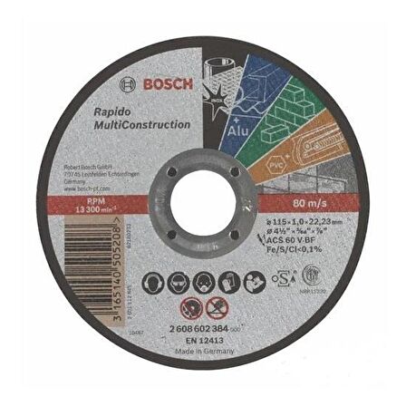 Bosch Rapido Çoklu Malzeme Kesme Taşı 115x1,0mm 