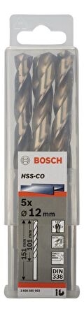 Bosch HSS-Co 12 mm 5'li Kobaltlı Matkap Ucu 2608585903